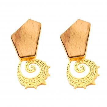 WOOD MEATAL EARRING 